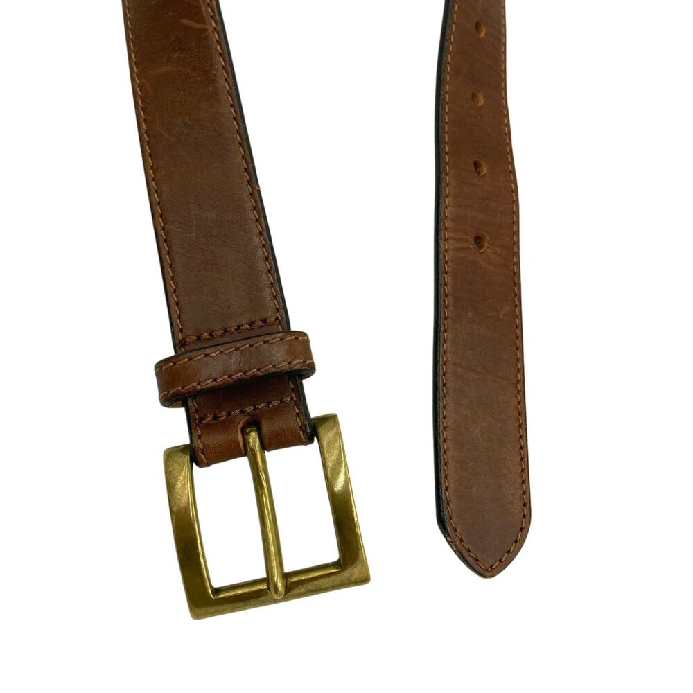 Vintage Eddie Bauer Mens Leather Belt Size 38 Solid Brass Buckle USA Made - Picture 5 of 14